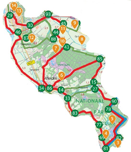 Route Bergen-Heijen (WOF) knooppunten